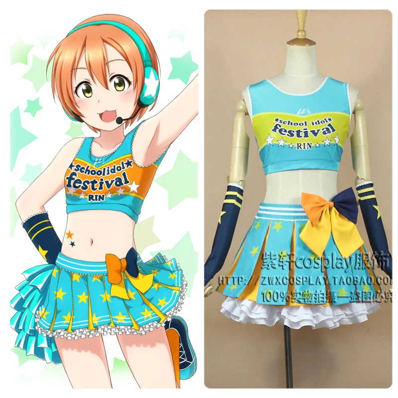 Nieuwe Japanse Anime Liefde Live Hoshizora Rin Cosplay Kostuum Lolita Cheerleading Uniformen COS Kostuums Nieuwe Japanse Anime Liefde Live Hoshizora Rin Cosplay Kostuum Lolita Cheerleading Uniformen COS Kostuums