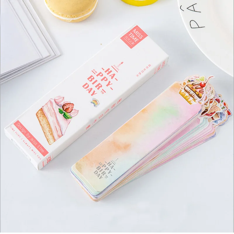 

30 pcs/pack Happy birthday blessing card kawaii Paper Bookmark Cartoon Promotional Gift Stationery Bookmark papelaria