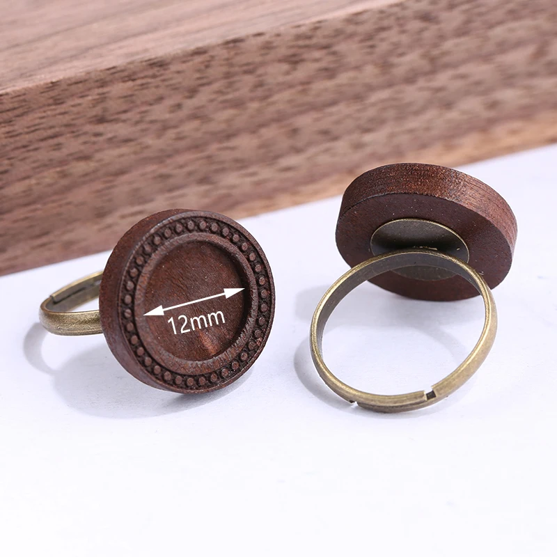 onwear 10pcs fit 12mm round glass cabochon ring base adjustable blank bezel settings diy jewelry components | Украшения и