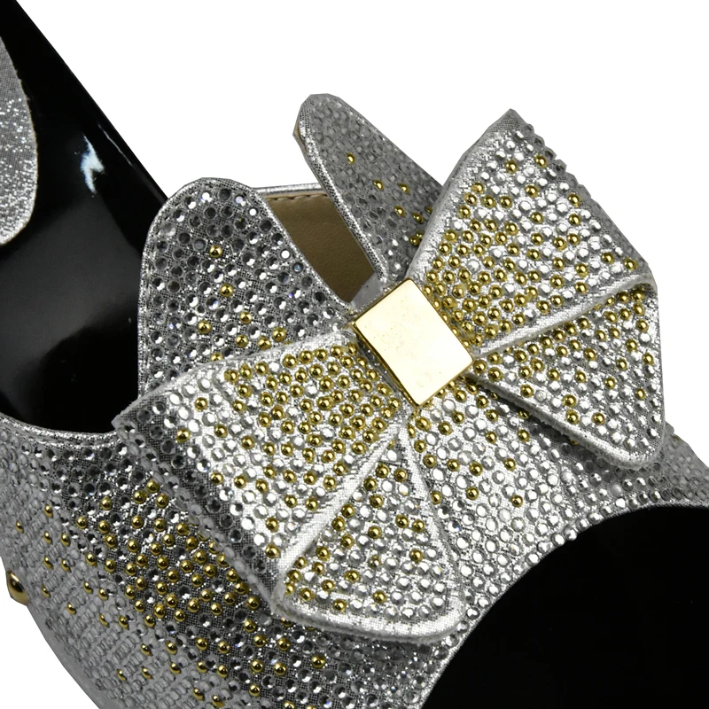En Avec Italie vert Sac Et Chaussure Décoré argent Parti jaune Noir Chaussures Ensemble Assorties Strass Africain or Couleur Talons Mis peach Noir fIppgWq