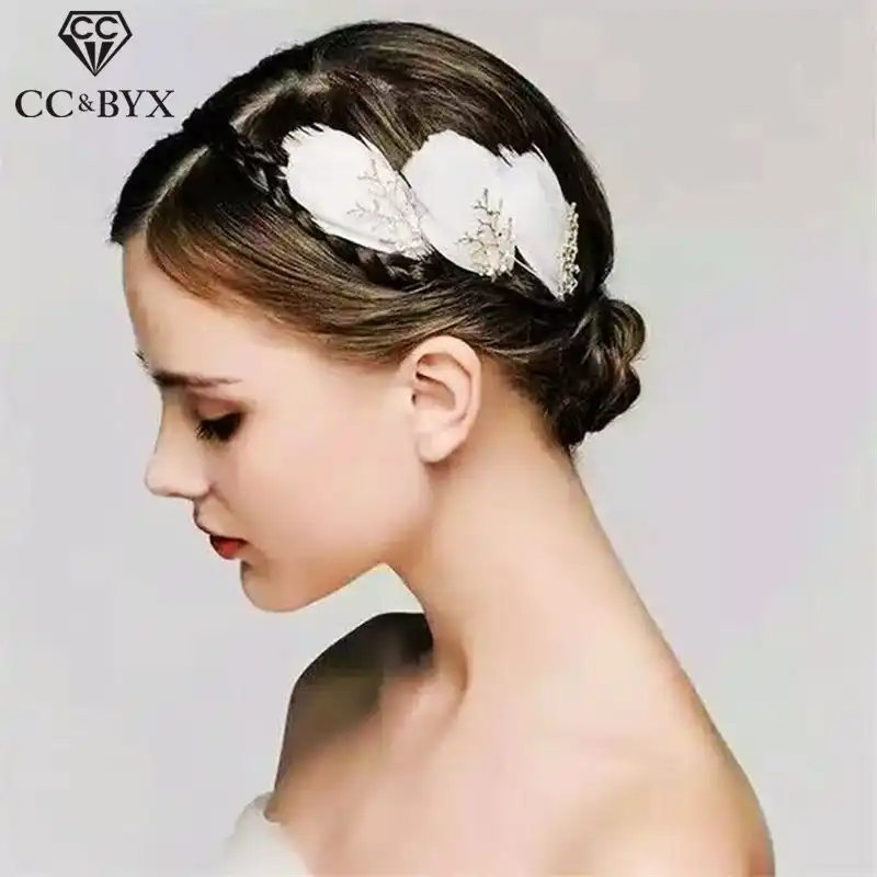 Cc Byxロマンチックな羽女性ヘアピン結婚式の装飾品花嫁アクセサリーヘアクリップスティック 0031 Feather Hair Comb Hair Combbride Accessories Aliexpress