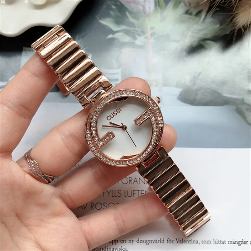 Cussi Роскошные Брендовые женские часы, серебряные часы со стразами, уникальный дизайн, женские часы-браслет, повседневные кварцевые наручные часы reloj mujer