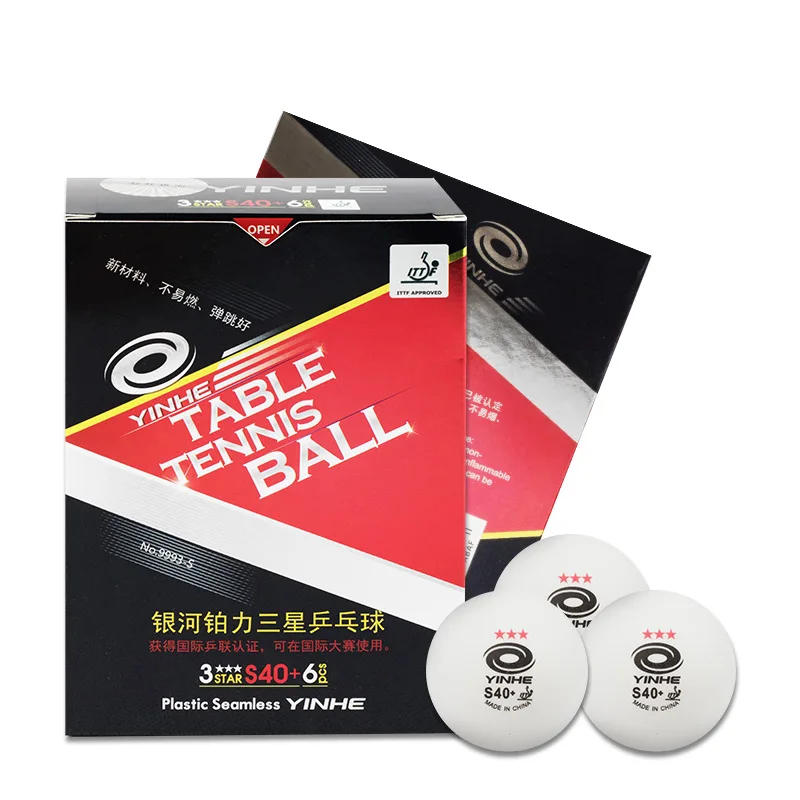 

Yinhe 6 pieces high quality Galaxy 3-Star Seamless Table Tennis Balls Plastic 40+/S40+ ITTF Approved White Poly Ping Pong Ball