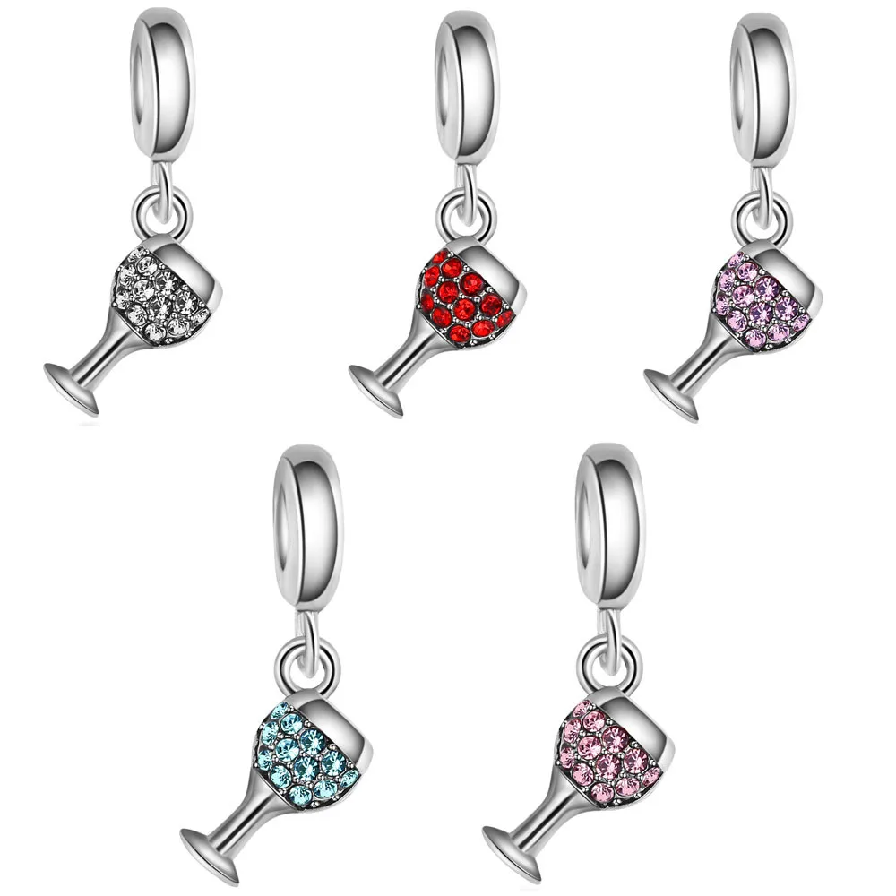 5PCS Fashion Silver 5 Color Full Crystal Red Wine Glass Cup Winebowl