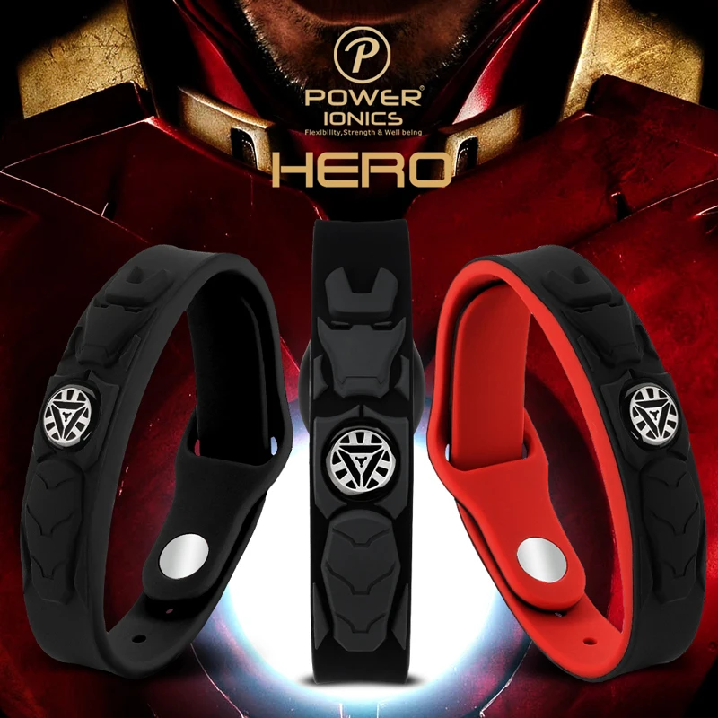 Спортивный браслет Power Ionics новый HERO IRONMAN 3000 ионов/cc 4 в 1 турмалин и Титан германий