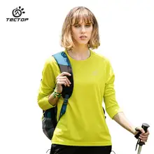 TECTOP Спорт на открытом воздухе Демисезонный Для женщин с длинными рукавами и круглым вырезом быстросохнущая Футболки Обувь для девочек эластичные дышащие Кемпинг Пеший Туризм Футболки для девочек