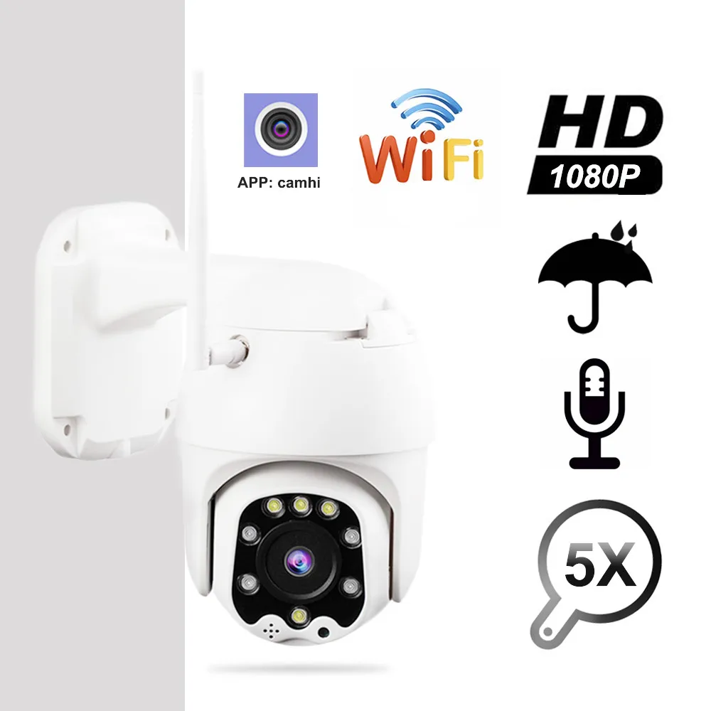 

WIFI Wireless Camera 1080P 2MP 5X Optical Zoom PTZ Speed Dome IP Camera IR Two Way Audio H.265X Security Surveillance Outdoor
