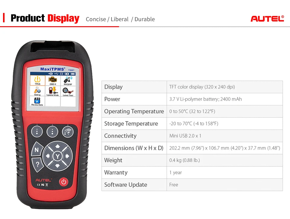 AUTEL MaxiTPMS TS601 диагностический инструмент, автомобильный OBD2 сканер, автомобильный TPMS активатор, инструменты для ремонта шин, датчик, программируемый код, считыватель