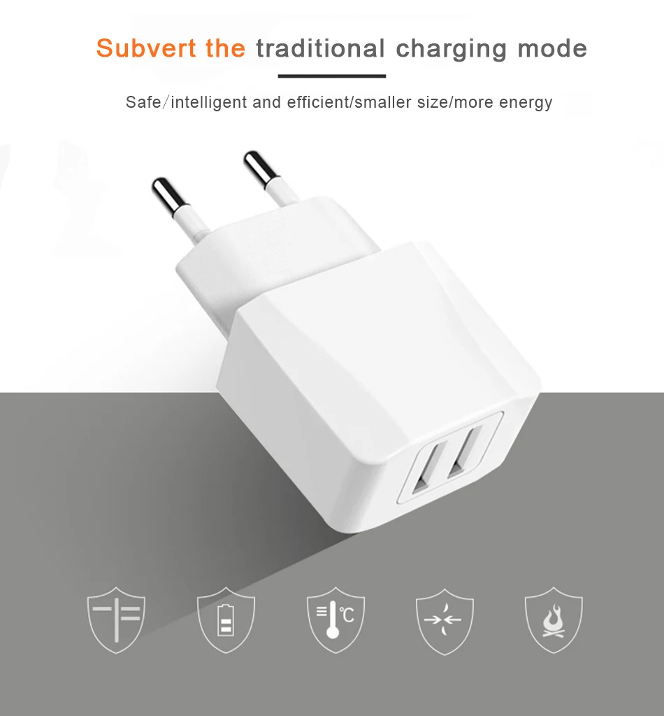 !ACCEZZ Dual USB EU Plug Portable Quick Charger Travel Wall For iPhone Samsung Xiaomi Huawei Universal Phone USB Charge Adapter (3)