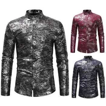 

blouse top Men's Long Sleeve Painting Large Size Casual Top Blouse Shirts