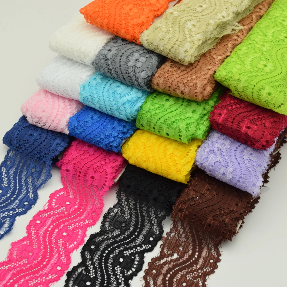 

10Yards Beautiful Lace Stretch Floral Lingerie Headband Elastic DIY lace wide5.5cm 18colors