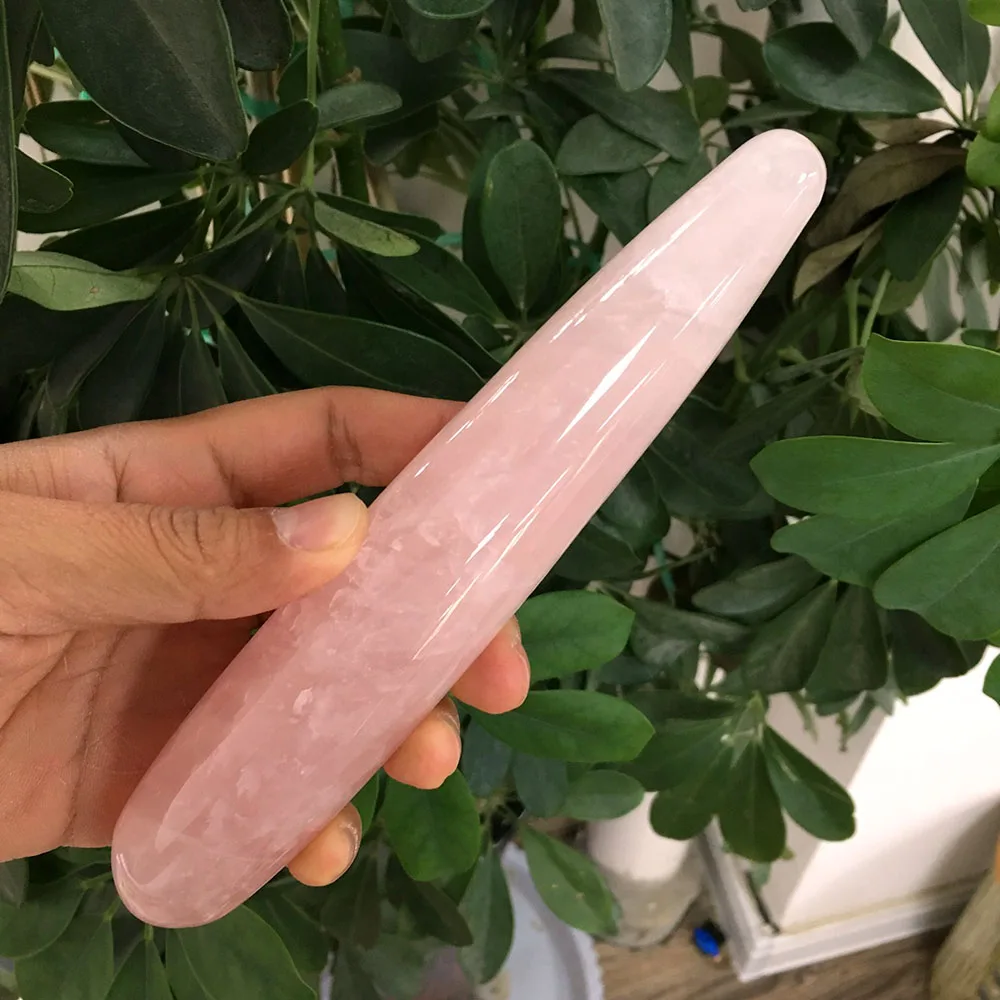 

Free Shipping !!! 18 CM Natural Pink Rose Quartz Sliced Crystal Wands Healing Crystal Massage