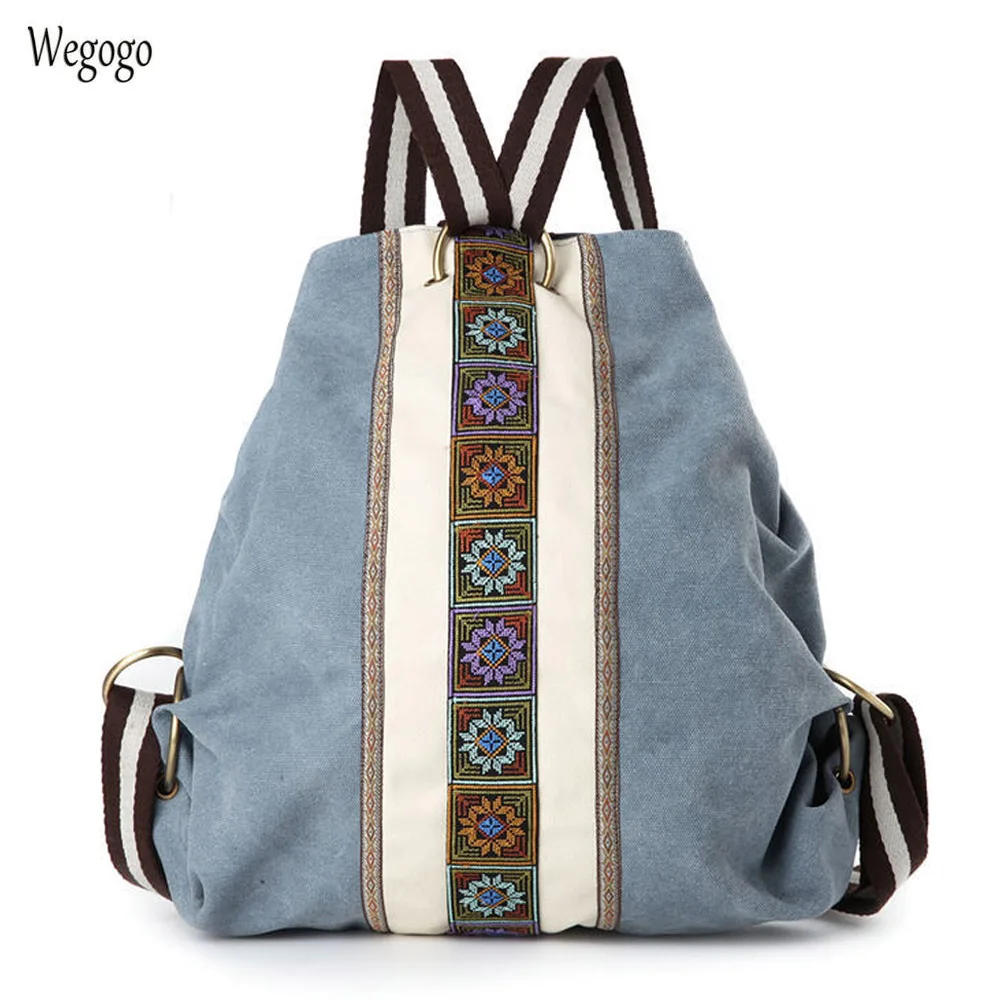 

Ethnic Canvas Backpacks Women Embroidery Patchwork Vintage Drawstring Bag Travel Boho Bucket Shoulder Bag Mochila Sac A Dos