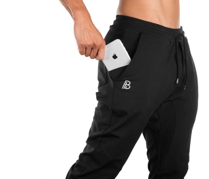 Мужские спортивные штаны для бега с карманами на молнии, хлопковые спортивные штаны для бега, спортивные штаны для бега, брендовые эластичные мужские брюки для фитнеса