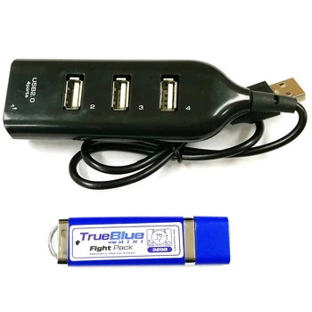 

True Blue Mini Fight Pack 32G for PlayStation one with a mini USB hub