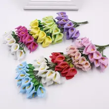 Имитация каллы лилии декоративный цветок для дома подарок свадебное оформление коробки Пена Цветок маленькие каллы, лилии с маленьким букетом оставить