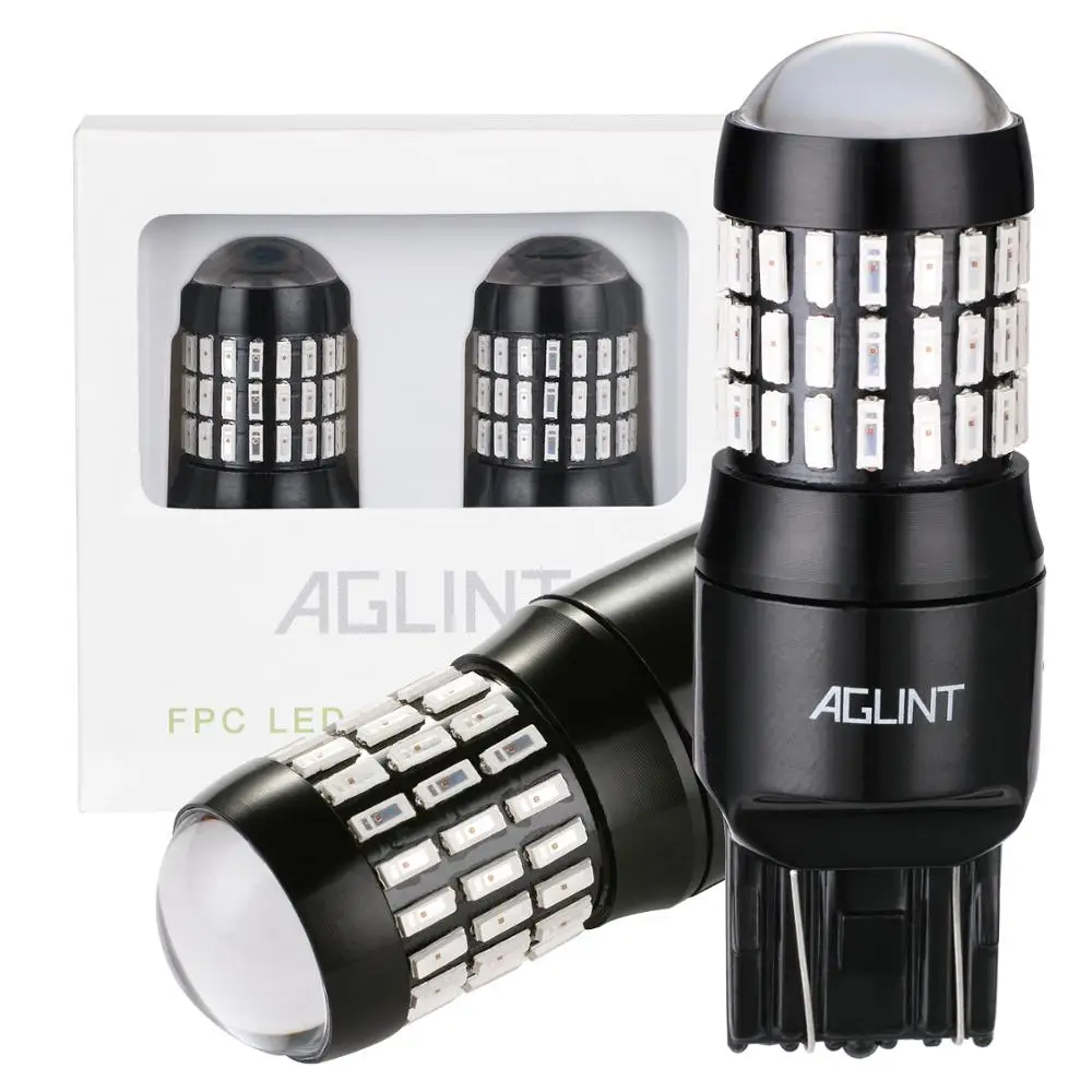 

AGLINT 2PCS T20 W21W LED W21/5W LED WY21W 7440 7443 Auto LED Bulbs 4014 SMD 66Chipests Brake Tail Light Lamps For Car Red 12-24V
