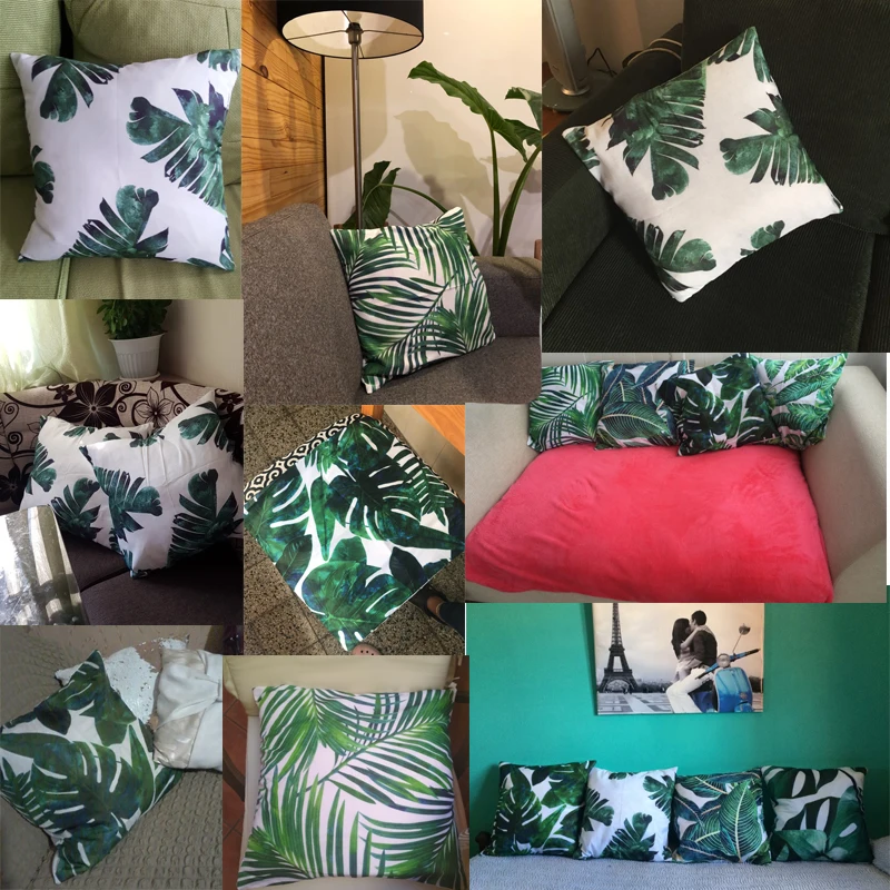 Hongbo 1 шт. чехол для подушки рождественские украшения для дома тропический лес зеленые листья Подушка с изображением кактуса чехлы