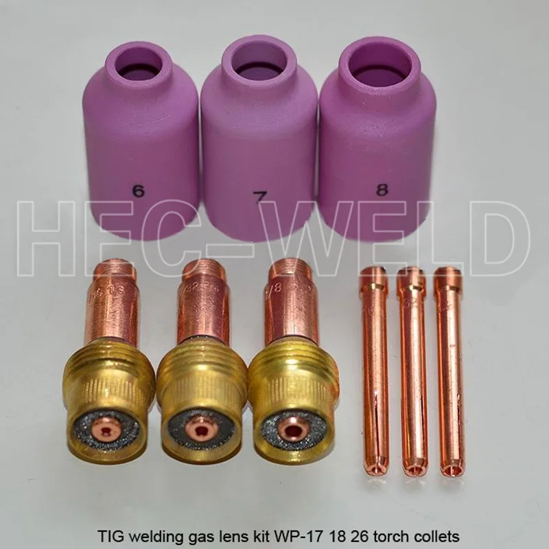 

TIG Gas Lens KIT and Collets Alumina Nozzle Fit TIG Welding Torch PTA DB SR WP 17 18 26 Series 9PK