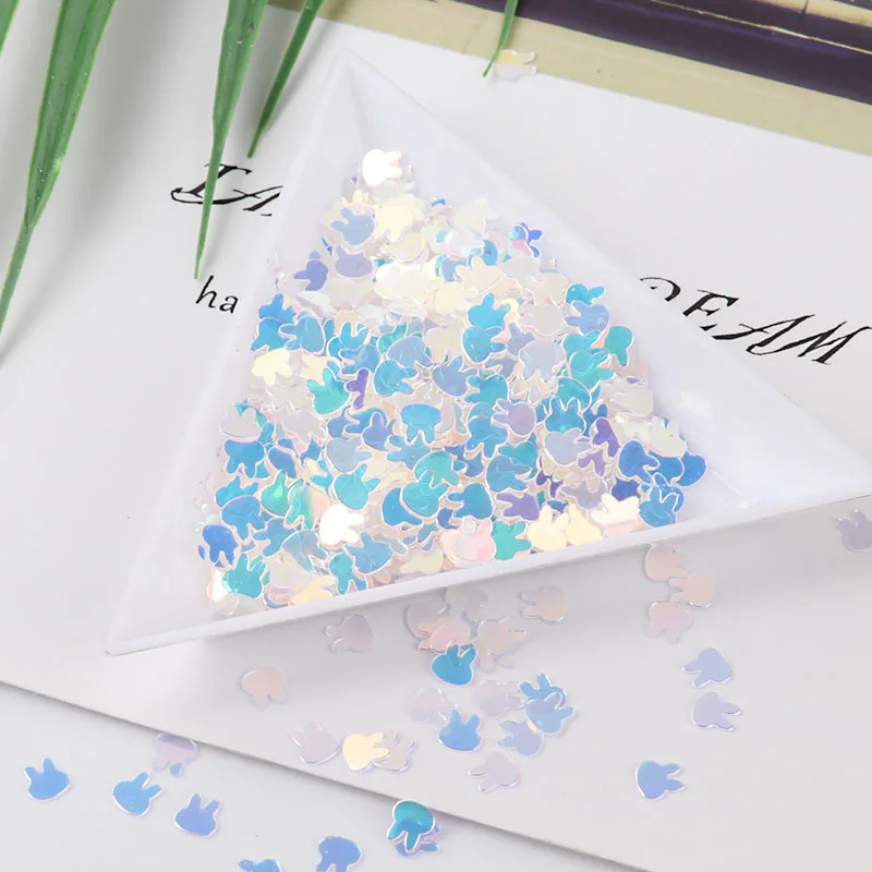 10 г/упак. синий кристалл ногтей блестки PET Звезда Сердце Луна Сакура блесток для маникюра, свадебные конфетти, аксессуары для ногтей - Цвет: 4mm Rabbit