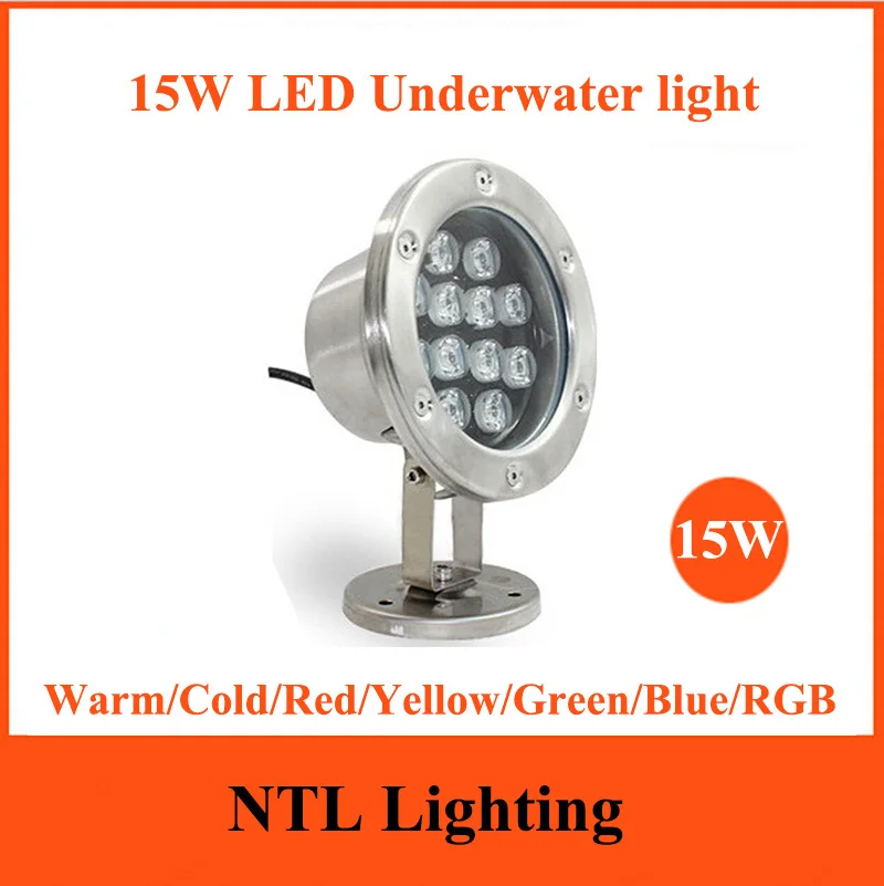 New 15W LED Underwater light IP68 waterproof lamp lights AC/DC 12V 24V