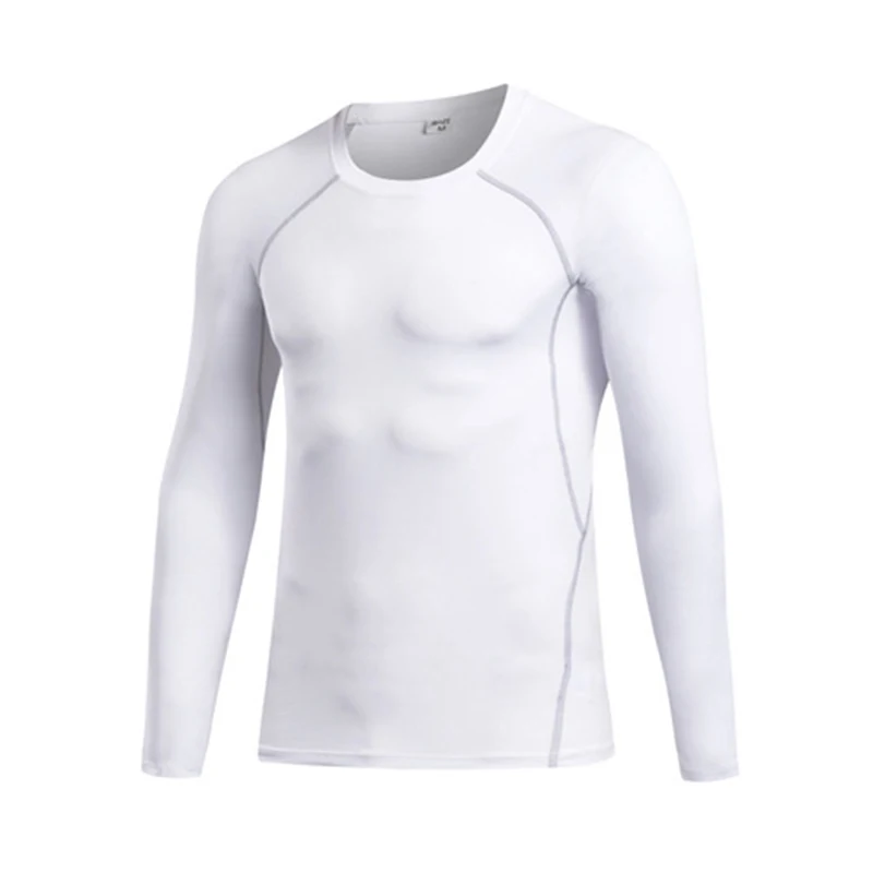 Мужская футболка для велоспорта, компрессионные трико, рубашка для бега, фитнес, дышащая, с длинным рукавом, Спортивная Рашгард, для тренажерного зала, одежда для велоспорта, для улицы - Цвет: Белый