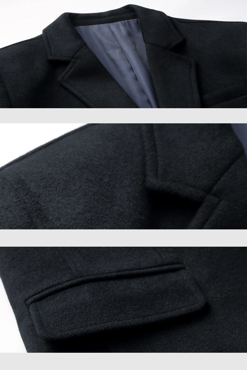 Зимний длинный Тренч мужской шерстяной утепленный ветровка мужская Повседневная теплая верхняя одежда пальто Новинка R1661
