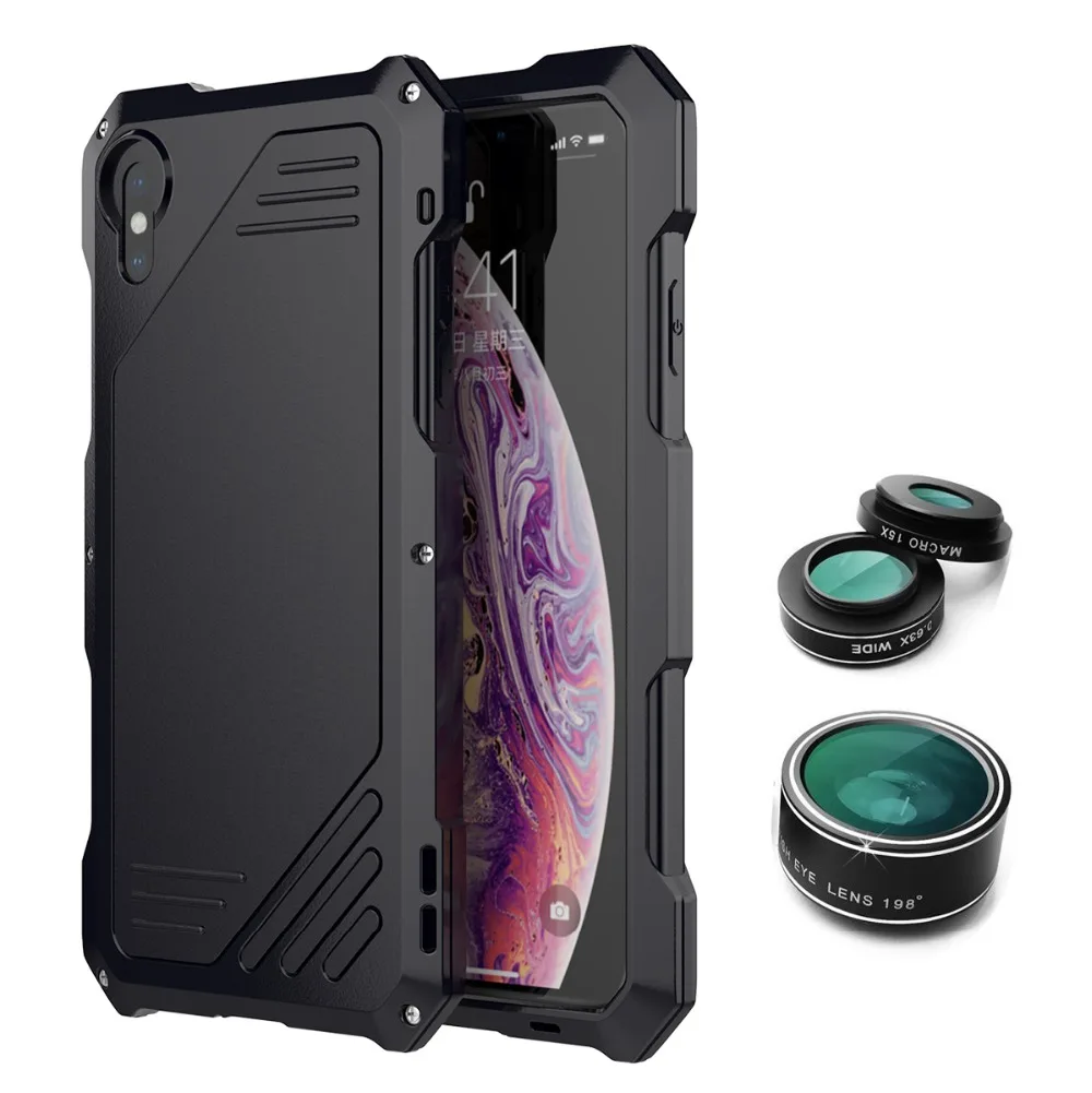 

for iphoneXR XS MAX metal lens camera case for iphone XS MAX XR case protection armored Armor Outdoor Shockproof phone case