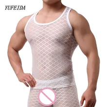 Сексуальная мужская майка без руковов, белье жилет и топы сетка прозрачная Пижама Ночное белье сексуальное Сетчатое Нижнее белье Майки с бретельками