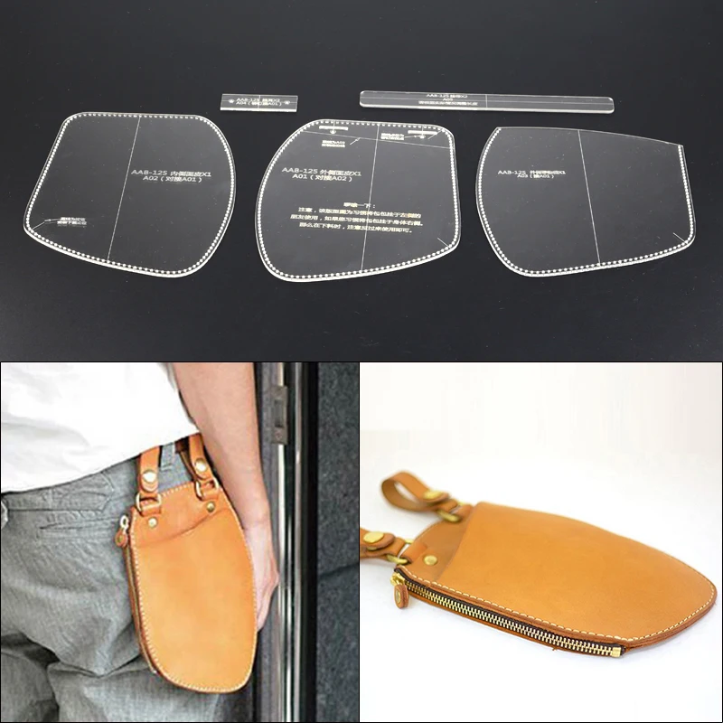 

Clear Acrylic Leather Craft Pattern Stencil Template DIY for Waist Pack Making 15*20*1.2cm DIY Storage bag leather Template Tool