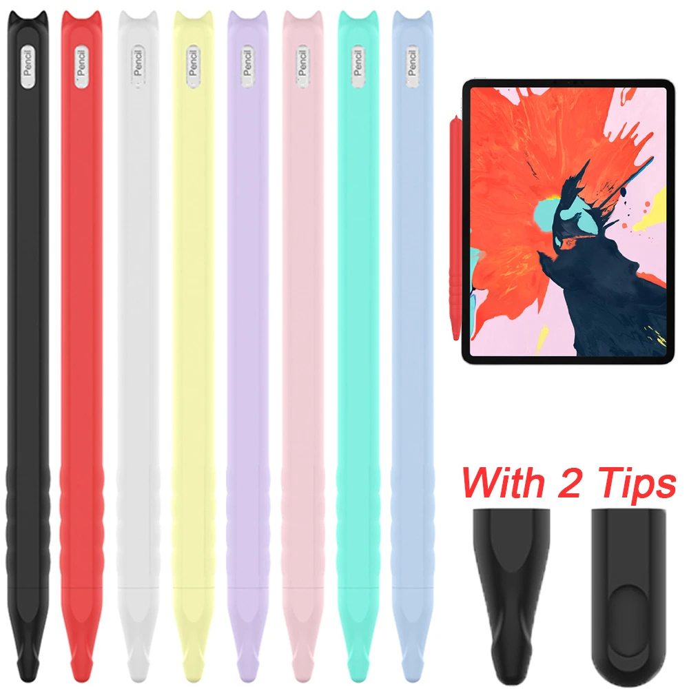 Модный мягкий силиконовый чехол держатель для Apple Pencil 2 iPad Pro полный защитный wtih