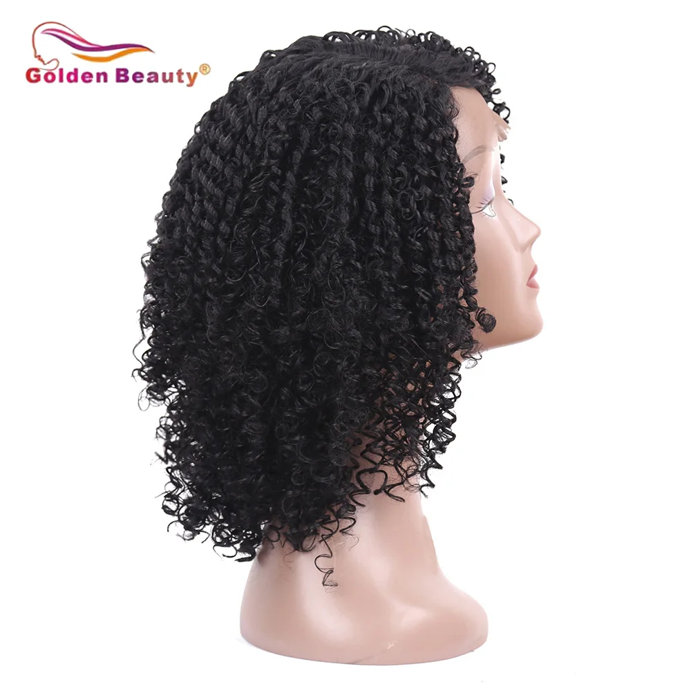 14 дюймов короткие волосы кудрявые вьющиеся парик синтетический парик фронта шнурка афроамериканские парики для черных женщин золотой красоты