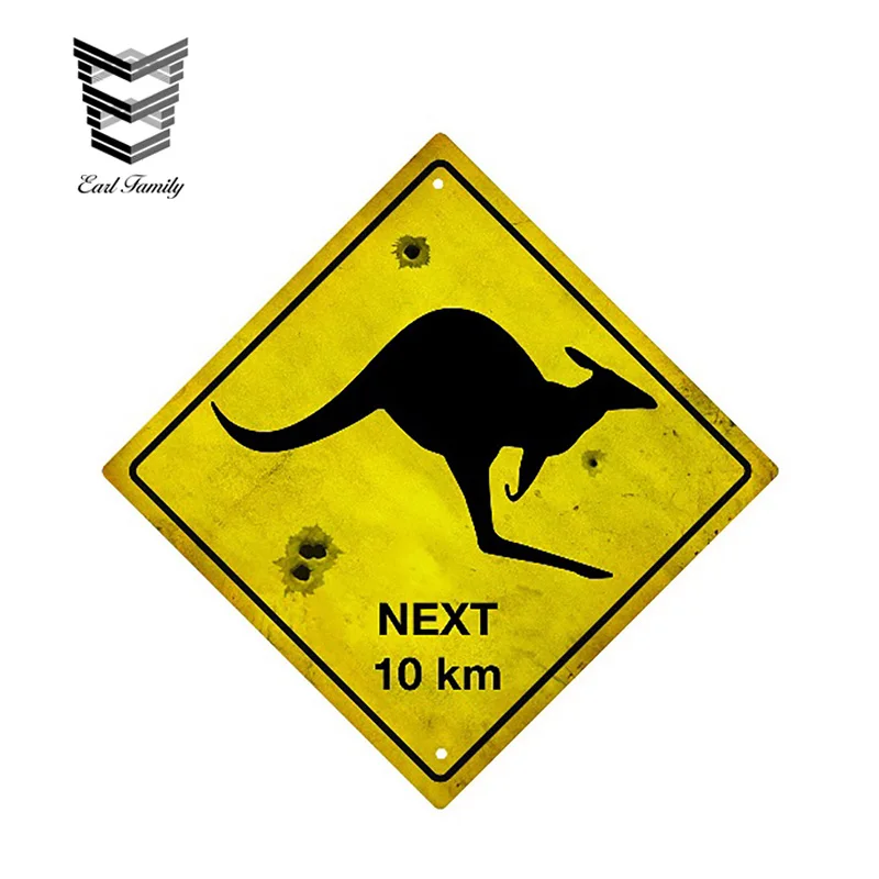 

EARLFAMILY 12cm x 12cm Kangaroo Souvenir Road Sign Car Stickers Car Styling Vinyl Decal Personality Waterproof Accessories