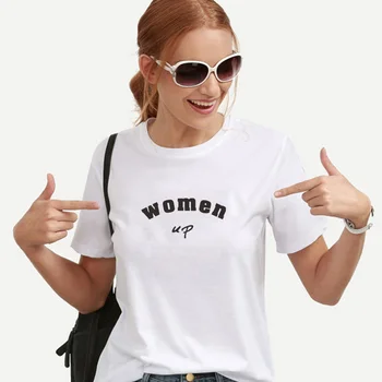 

ONSEME Women Up funny t shirts women kawaii feminist cotton t shirt harajuku clothes for women of large sizes aesthetic Q-101