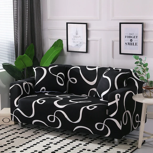 Black white line sofa cover couch cover Polyester bench Covers Elastic