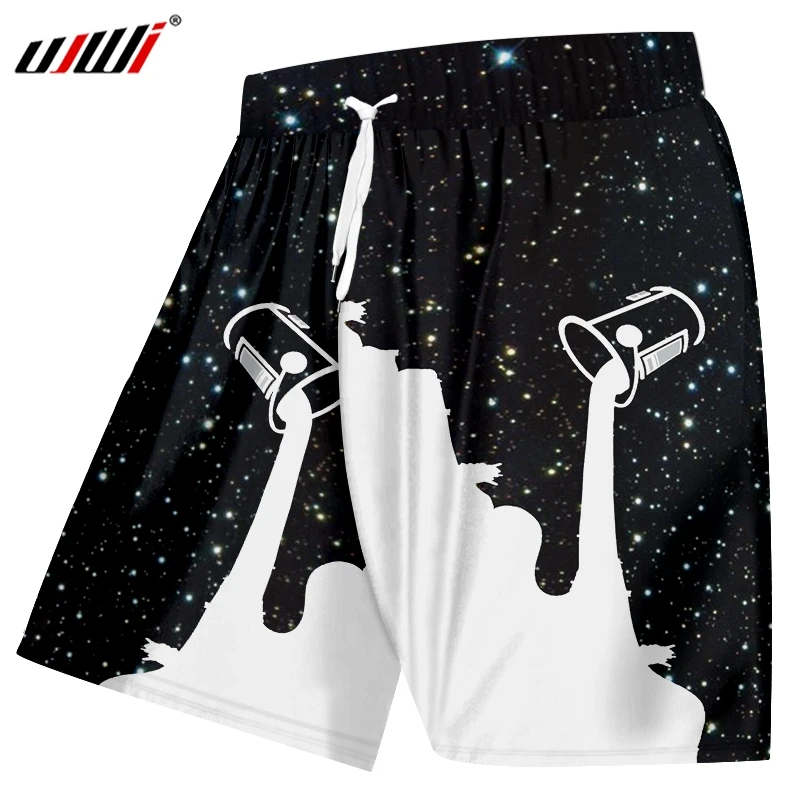 UJWI Человек Быстрый Qry эластичный пояс звездное небо 3D печатных молока повседневные Большие размеры Gar мужские пляжные шорты дропшиппинг