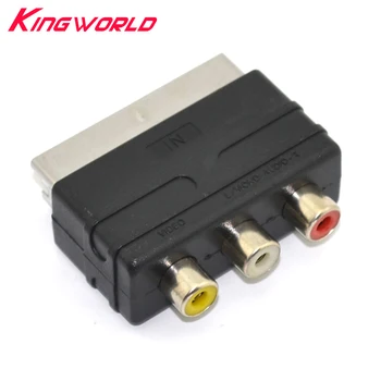 

High quality Scart Male Plug to 3RCA Phono Female AV TV Audio Video Adapter Input for PS4 for WII DVD VCR
