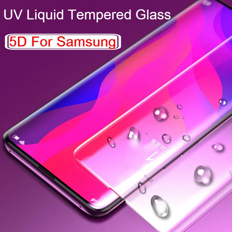 

5D UV Nano Tempered Glass For Samsung S7 S6 Edge S10 S9 S8 Plus Full Liquid Glue Screen Protector For Samsung Galaxy Note8 Note9