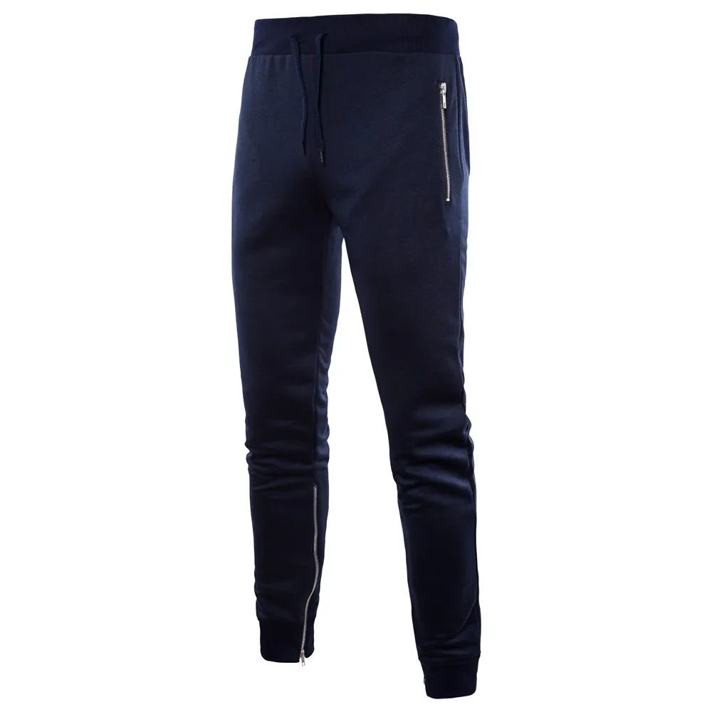 

2018 Male New Fashion Summer 2018 Slim Zipper High-Quality Solid Color Men Casual Pants Man Trousers Designer Mens Joggers