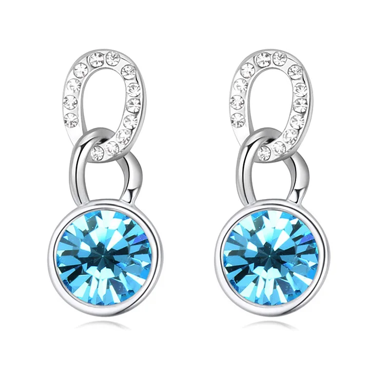 Женские серьги подвески Anngill Серебристые с кристаллами Swarovski модные