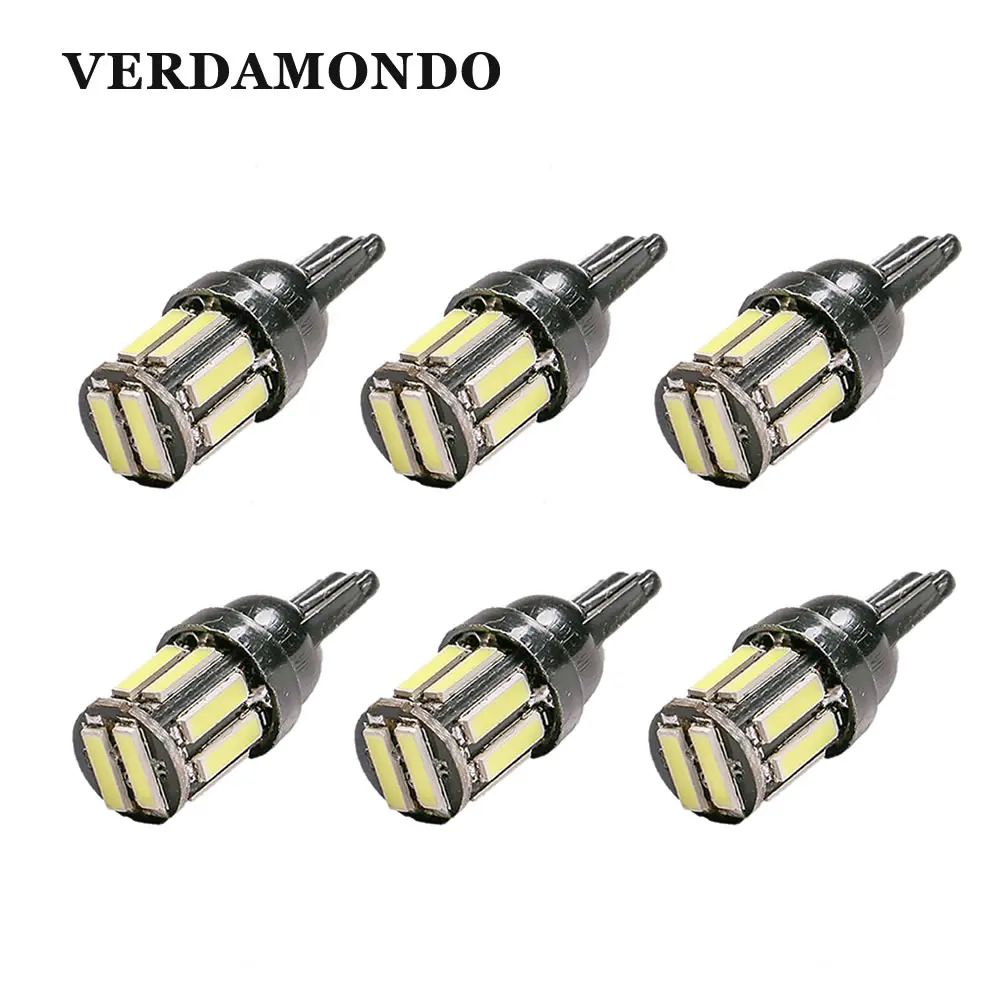 

6 Pcs W5W 10-7020 SMD Car T10 LED 194 168 Wedge Replacement Reverse Instrument Panel Lamp White Blue Bulbs For Clearance Lights