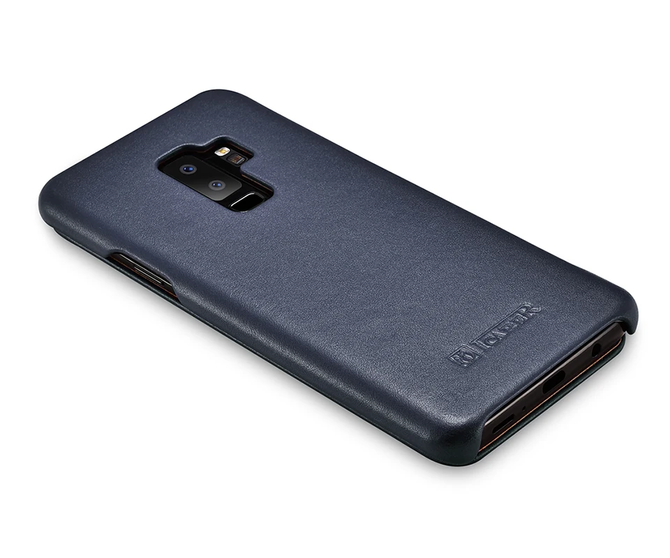Icarer para Samsung Além de Luxo de Couro Tampa do Case da Aleta para Samsung Case Galaxy Genuíno Plus Completa Proteger Cases s9 - 14 Além de Luxo de Couro Genuíno Tampa