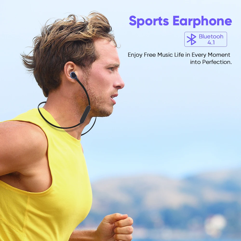 Bluetooth беспроводные наушники спортивные вкладыши с микрофоном шумоподавление