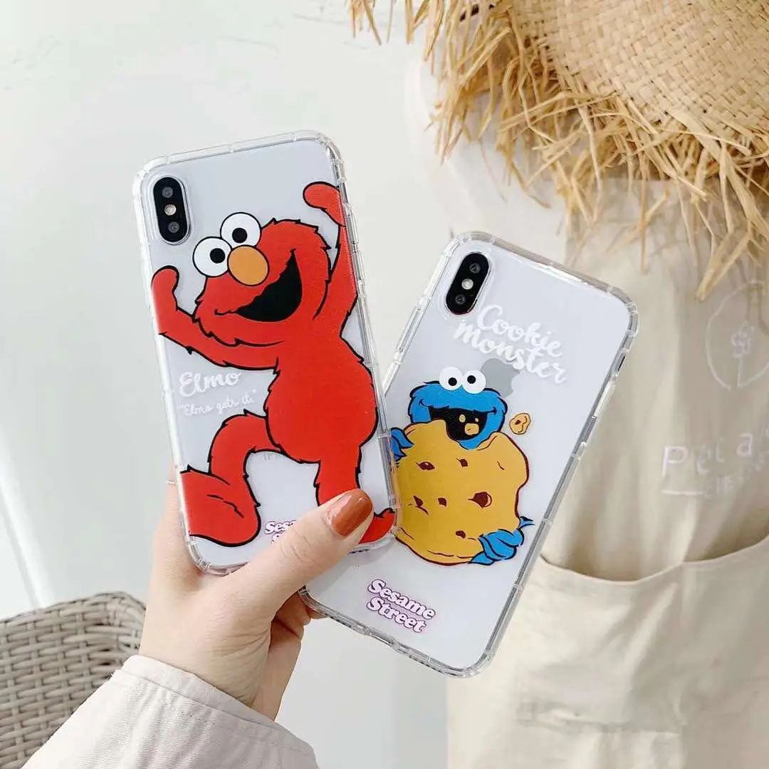 

Funny Sesame Street cute phone case For coque iPhone XS XR XS Max X 8 7 6 6S Plus Soft case silicon Kawaii Phone Back Cover Case