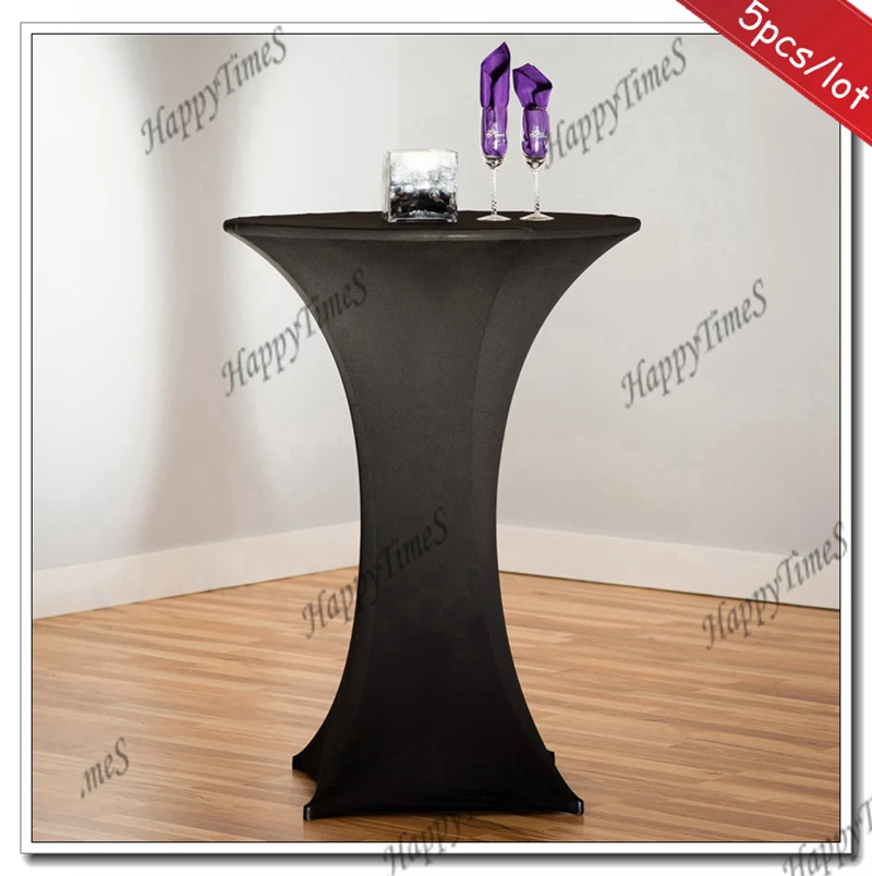 

5pcs/lot Wedding&Banquet Decorations Black Lycra Cocktail Tablecloth Party High Table Covers