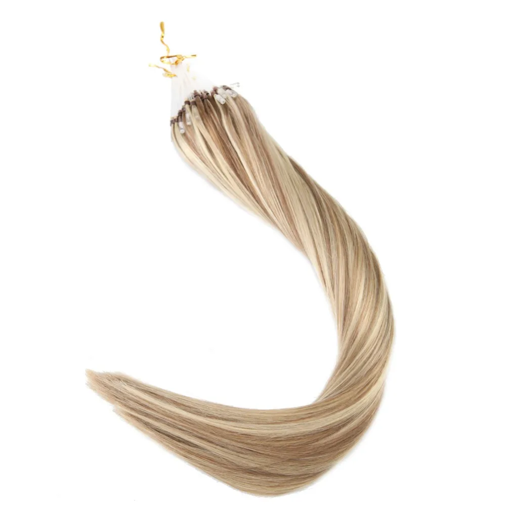 Full Shine Micro Loop Human Hair Extensions Piano Color Micro Loop Ring Hair Highlight Color Remy Hair Pre Bonded Hair Extension