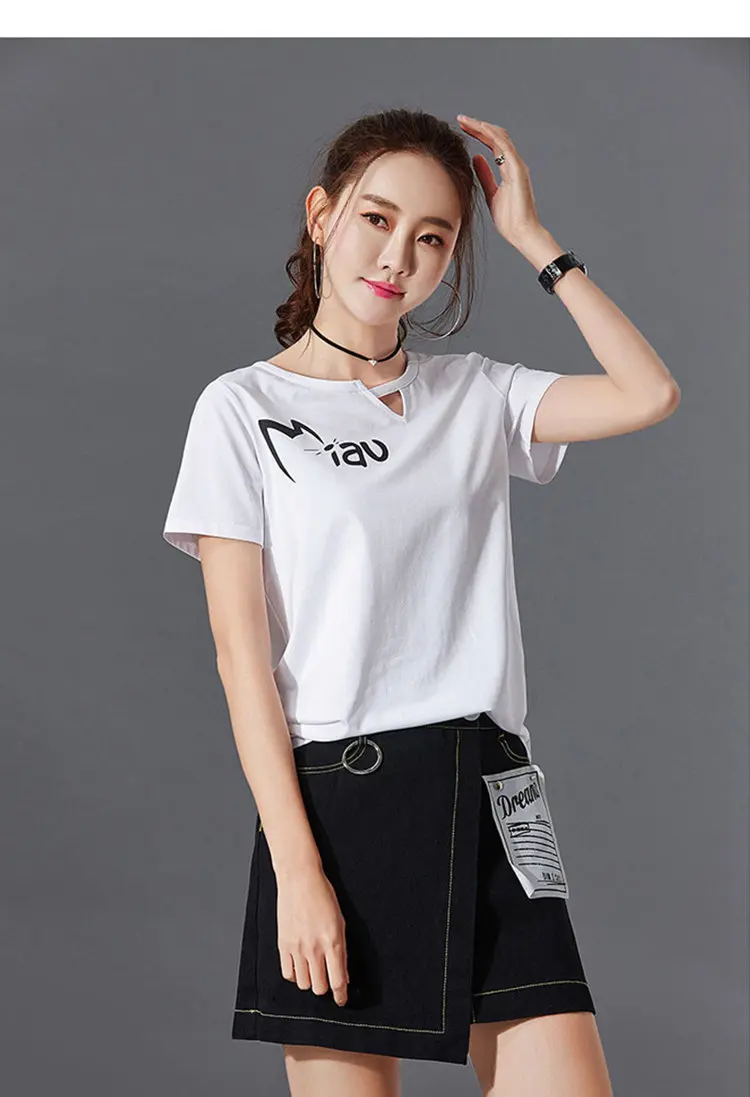Funny Tshirt Women T-shirt Summer Short Sleeve Cotton Tops Tees Femme Tshirts Letter Print T-shirts Camisetas Mujer Verano 2018 (6)