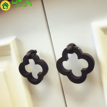 

1pc Flower Drop Ring Black Drawer Knobs Drawer Pull Handle Cabinet Knobs Kitchen Door Knobs Furniture Pull Knob Hardware
