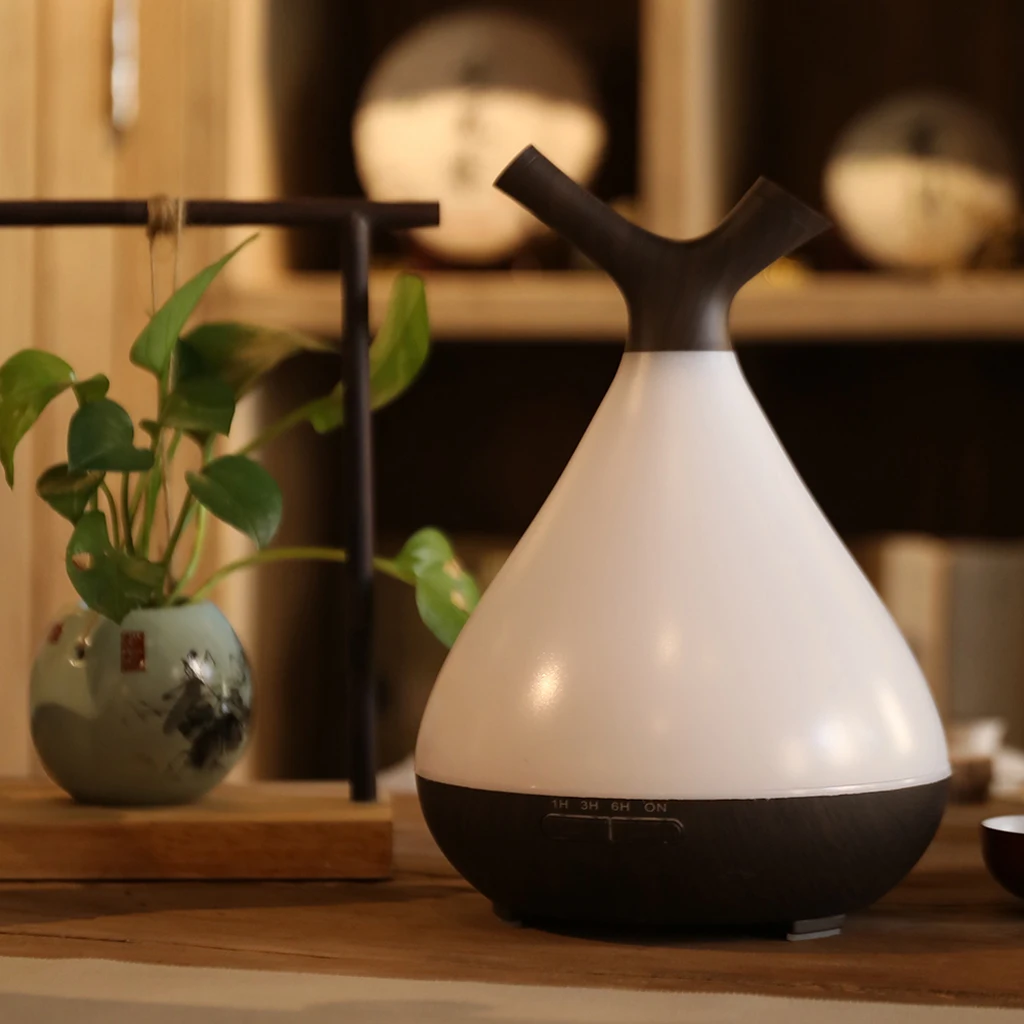 400ML Aromatherapy Essential Oil Aroma Diffuser With Wood Grain Aromatherapy Diffuser 7 Color LED Light For Home Office EU Plug