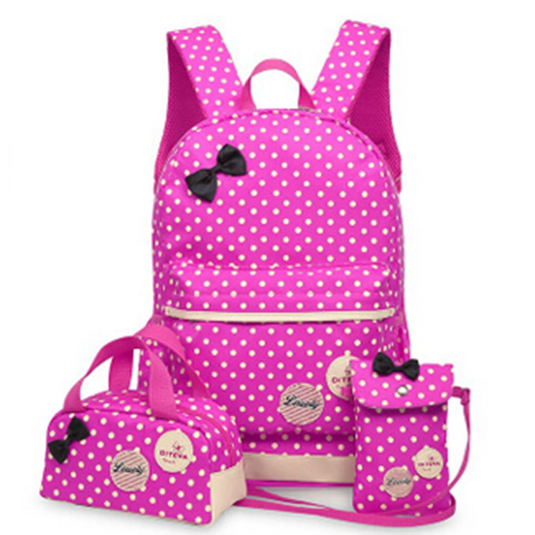 

3 Pcs/Set New waterproof Girl School Bags For Teenagers backpack women shoulder bags, Rose Red